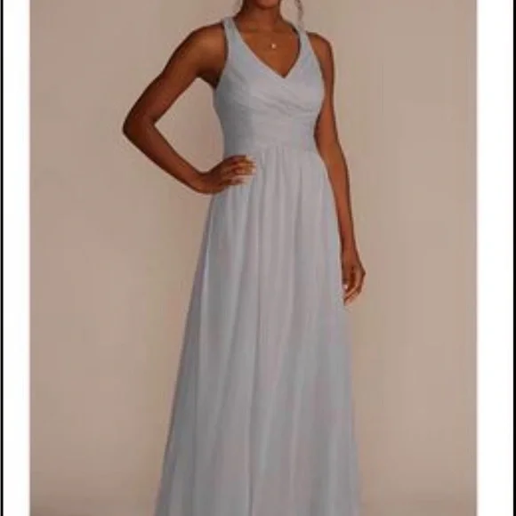 David's Bridal | Dresses | Davids Bridal Dark Grey Cross Cross Back Dress |  Poshmark